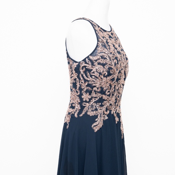 Betsy & Adam -  Celeste Long Embroidered Chiffon Gown - Picture 14 of 14